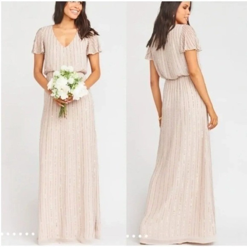 show me your mumu michelle flutter maxi dress show me the ring beaded small